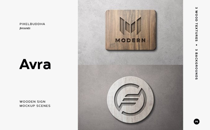 逼真企业木牌品牌Logo展示样机素材