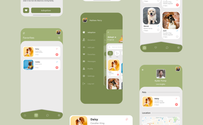 一套高品质宠物屋宠物领养展示APP UI组件素材