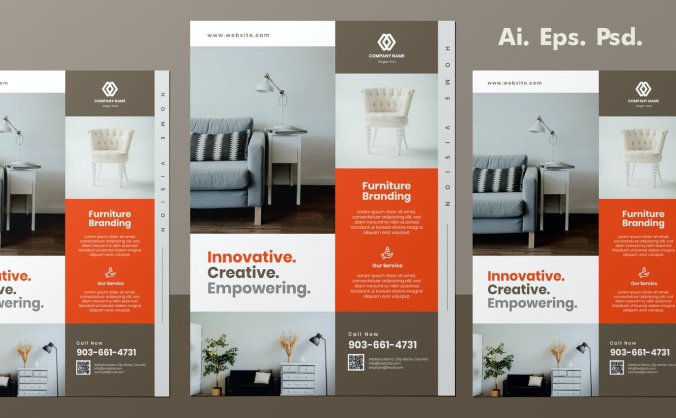 时尚高端简约家具宣传单海报设计素材