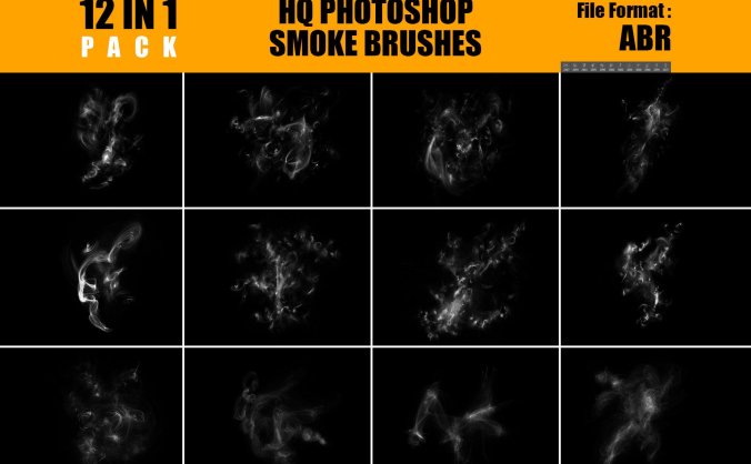 12个数字绘画PS烟雾笔刷套装素材
