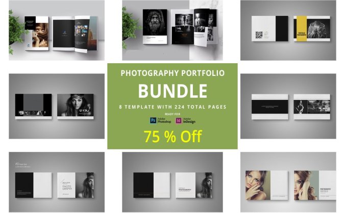 8款时尚简约摄影设计作品集/相册模板风格VI合集下载