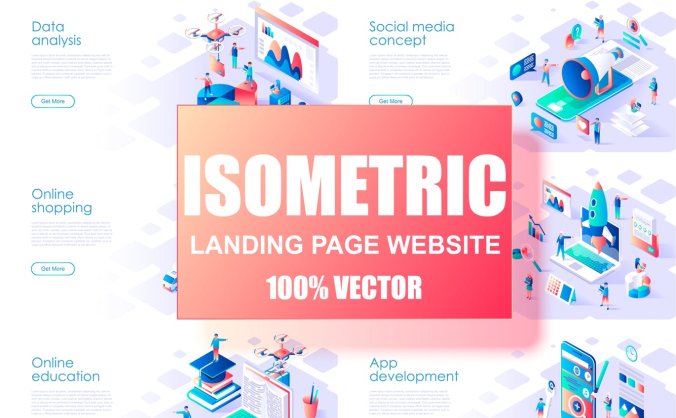 一组高端时尚2.5D概念海报插画设计元素模板素材合集