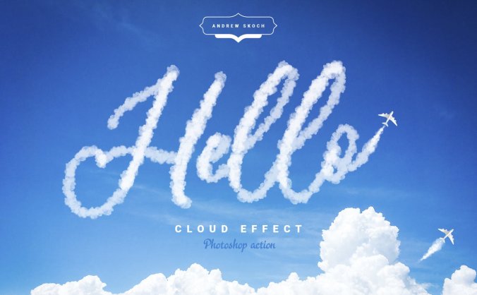将文字一键转换成云彩效果的神奇PS动作预设,你不想拥有吗?