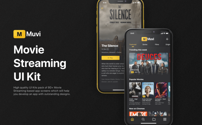 80多个完整的电影影视类UI kit素材包