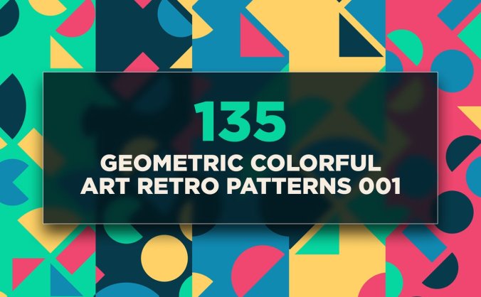 135个几何时尚多彩复古矢量背景图案底纹纹理素材包