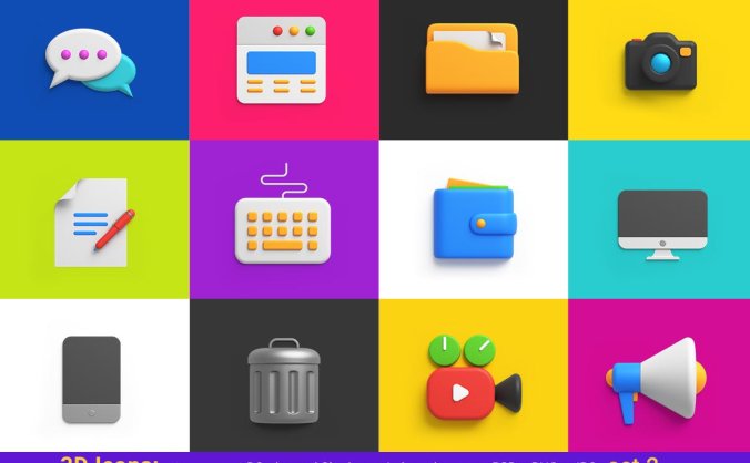 2020年最新3D质感风格主题图标ICON素材合集