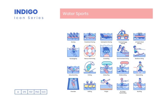 80个水上项目游泳图标合集