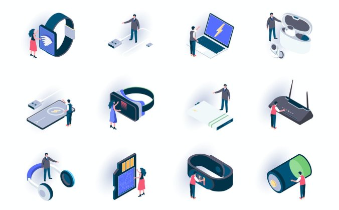 2.5D风格等轴等距VR设备ICON图标素材