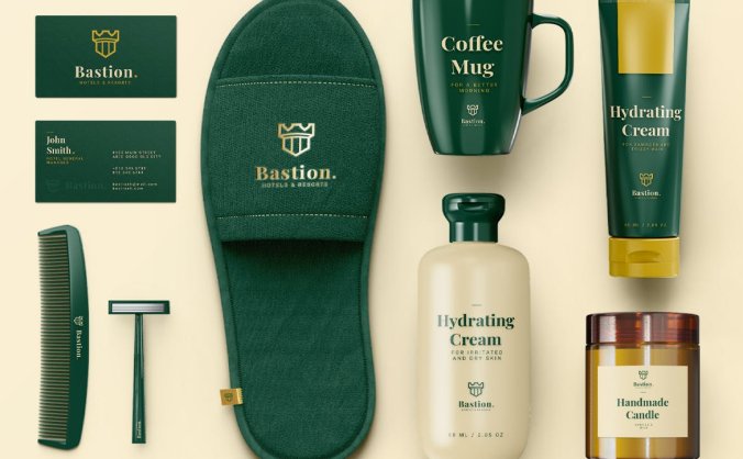 一套高品质酒店品牌设计VI样机展示模型PSD素材包