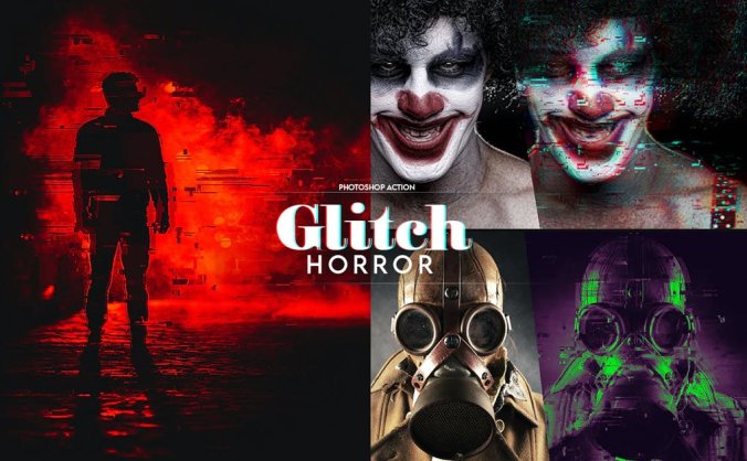 恐怖故障特效PS动作素材下载