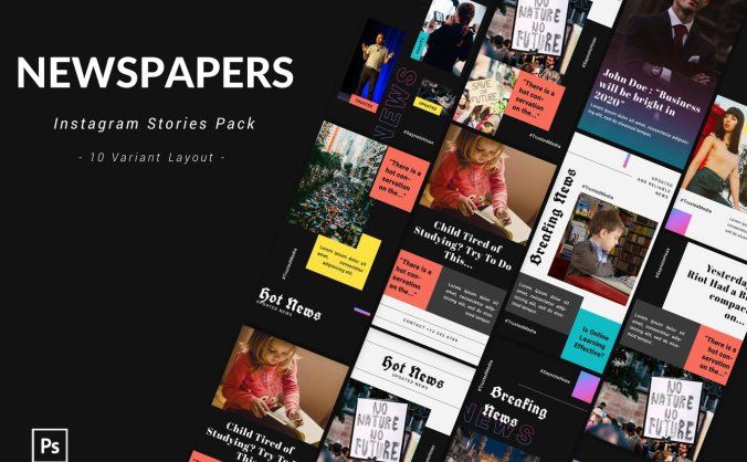 时尚绚丽Ins社交媒体banner海报PSD素材模板