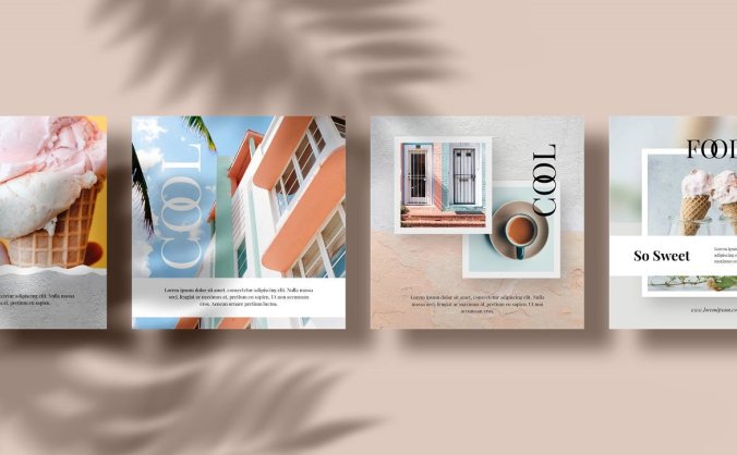 一组方形Ins文章样机和iPhone手机样机PSD素材合集