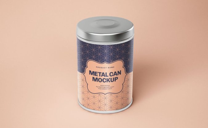 光滑圆形锡盒模型PSD样机素材