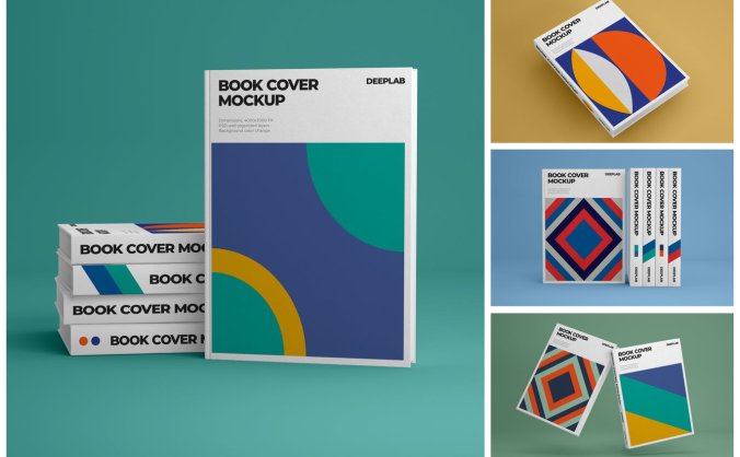 高品质精美书籍画册宣传册杂志VI设计样机展示PSD样机模型