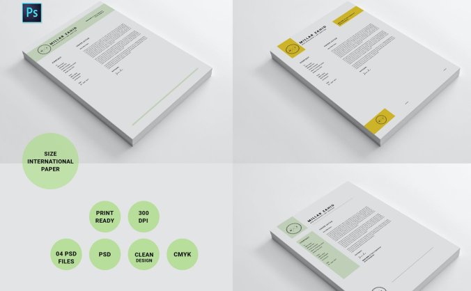 一个简洁好用的设计师个人求职简历设计PSD模板