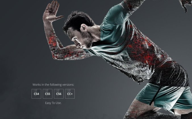 一键生成木炭灰烬效果PS酷炫动作素材下载