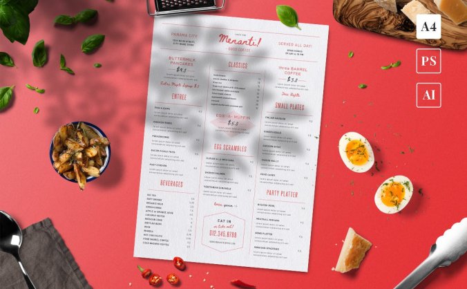 一套高端大气经典美食菜单素材模板