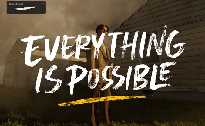 粗犷写意毛笔字母Procreate笔刷下载