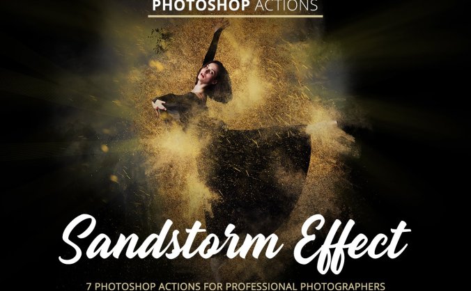 一键生成7种沙尘暴粒子效果PS动作下载