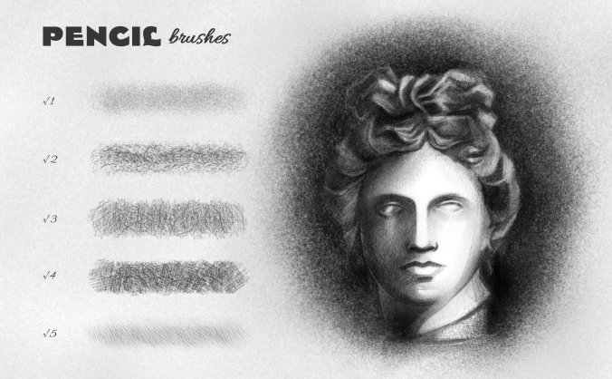 超逼真写实铅笔效果Procreate笔刷下载