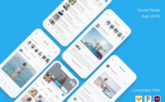 一套简约社交移动APP UI Kit组件包
