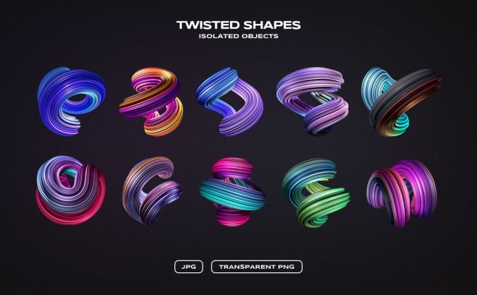 一组时尚高端3D立体图形素材大合集