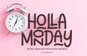 一款好玩有趣的Holla Monday 手写英文字体