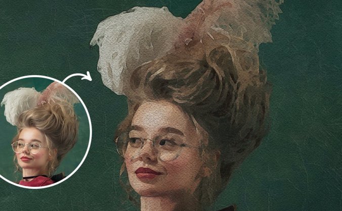 一键生成逼真油画效果PS动作素材