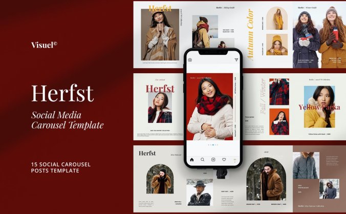 一套时尚高端Ins社交媒体Banner海报版式PSD设计模板