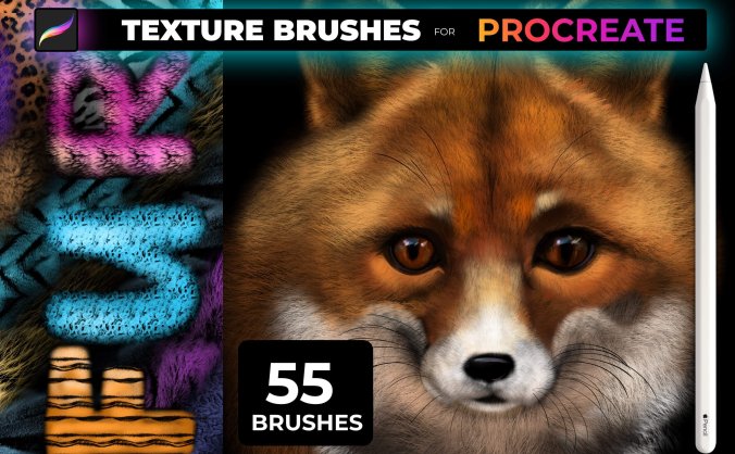 逼真动物毛皮纹理Procreate笔刷素材