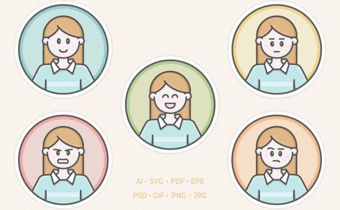 时尚简约虚拟角色头像体验插图插画素材