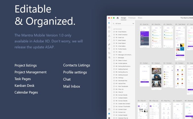 风格现代的任务管理APP UI模板素材下载