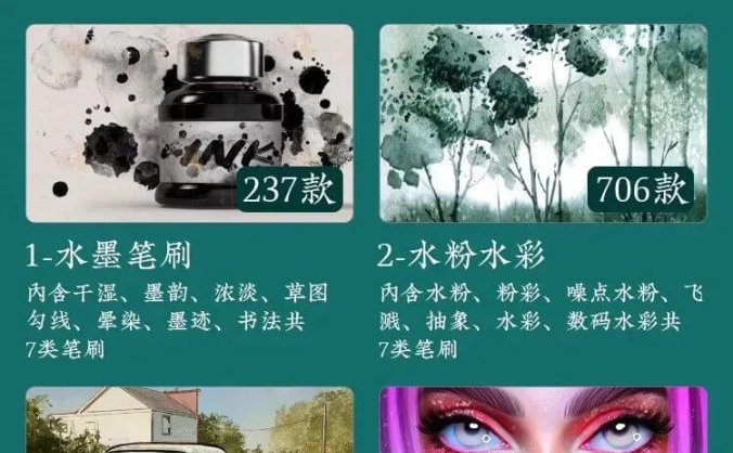 PROCREATE资源礼包合集，6500款笔刷+全套教程，插画师必备！