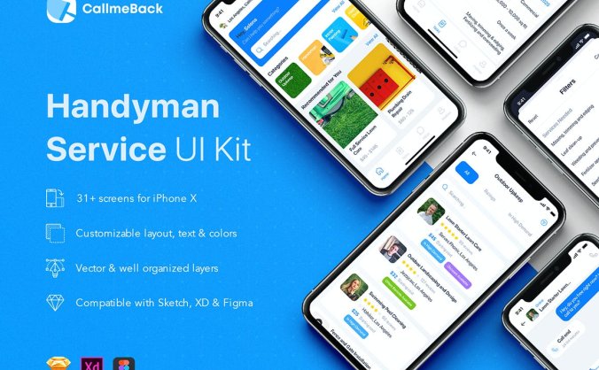 高品质家政清洁钟点工APP UI KITS素材