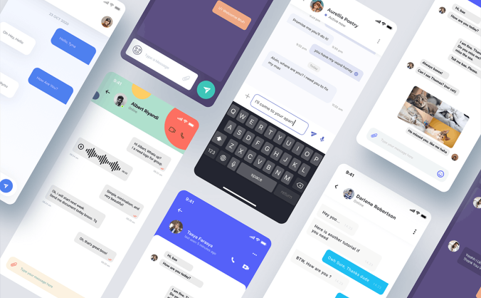 移动应用APP UI KIT聊天界面信息设计素材