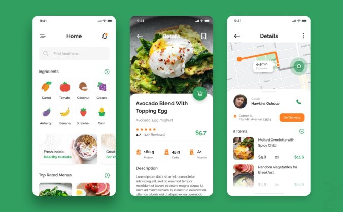 绿色健康食品iOS用户界面APP Ui KIT模板素材