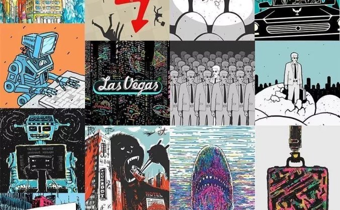 欧美手绘艺术大神场景插画作品,附赠AI源文件