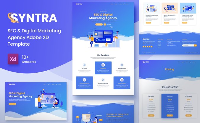 搜索引擎优化SEO和数字营销机构UI设计素材