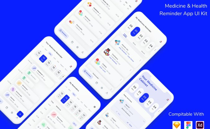 医疗健康提醒应用APP UI素材