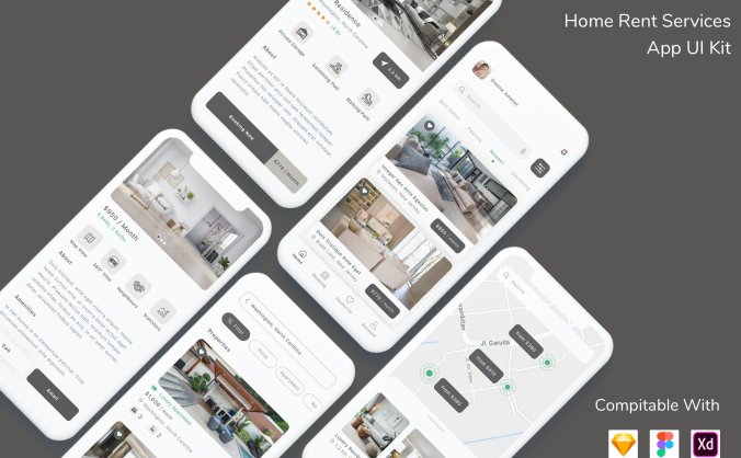 二手房交易/出租服务 App UI Kit素材