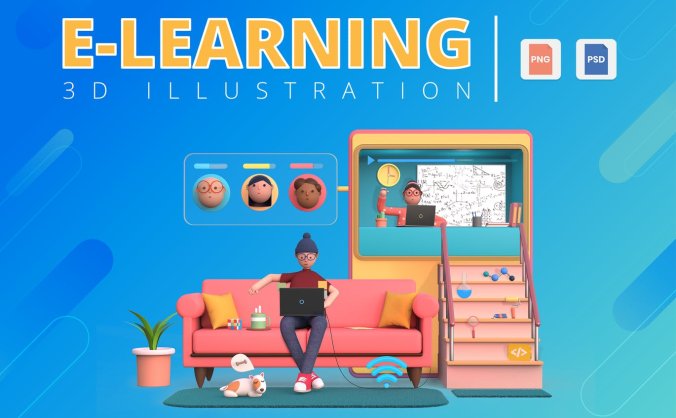 精品素材：多用途3D立体分层banner插图插画页面PSD素材包