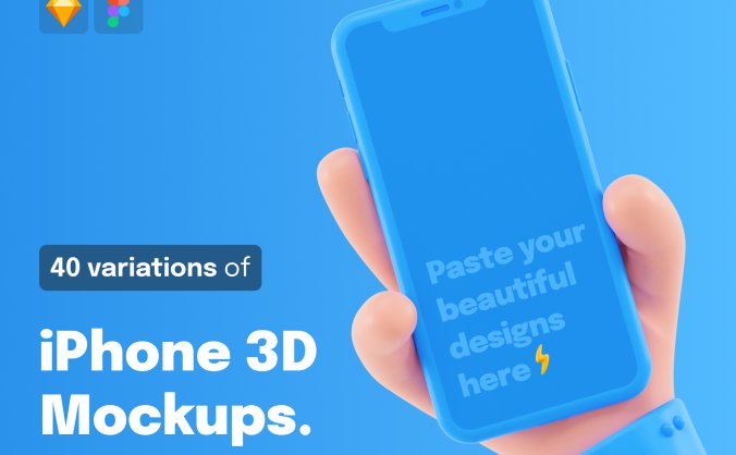 优质3D卡通手持iPhone手机样机素材下载