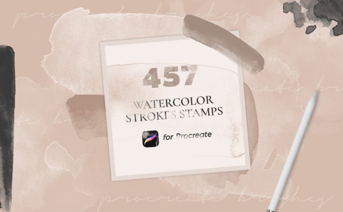 精品素材:457个高质量水彩Procreate笔刷素材下载