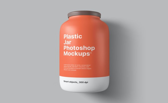 逼真塑料罐模型PSD素材样机