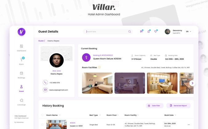 6个紫色简洁风格酒店管理后台UI模板