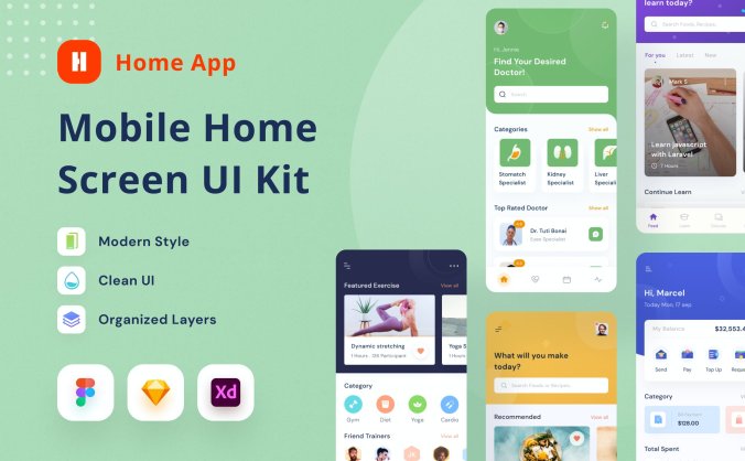 移动端APP首页设计UI KIT模版