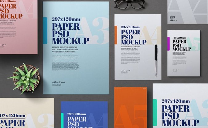 A3 A4 A5宣传单宣传手册海报PSD模板素材样机