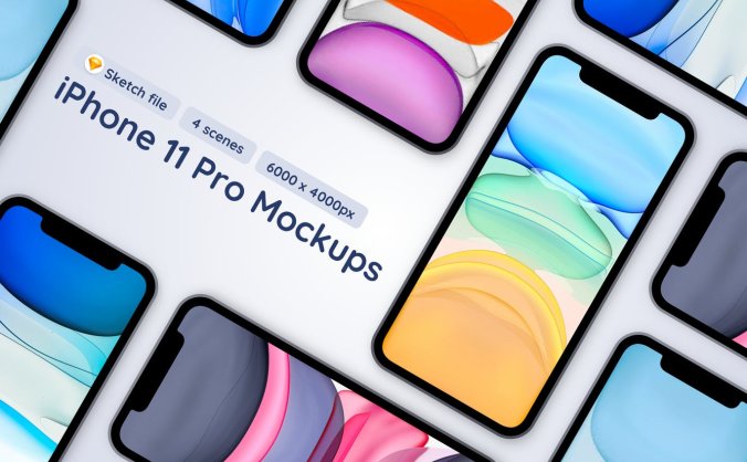 时尚高端高品质iPhone 11 Pro APP UI样机PSD素材