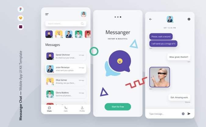 一套手机聊天应用APP UI素材包模板