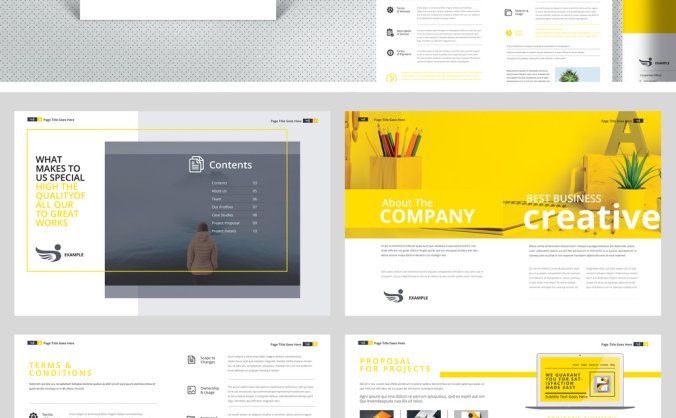 亮黄颜色配色主题项目建议书排版设计模板